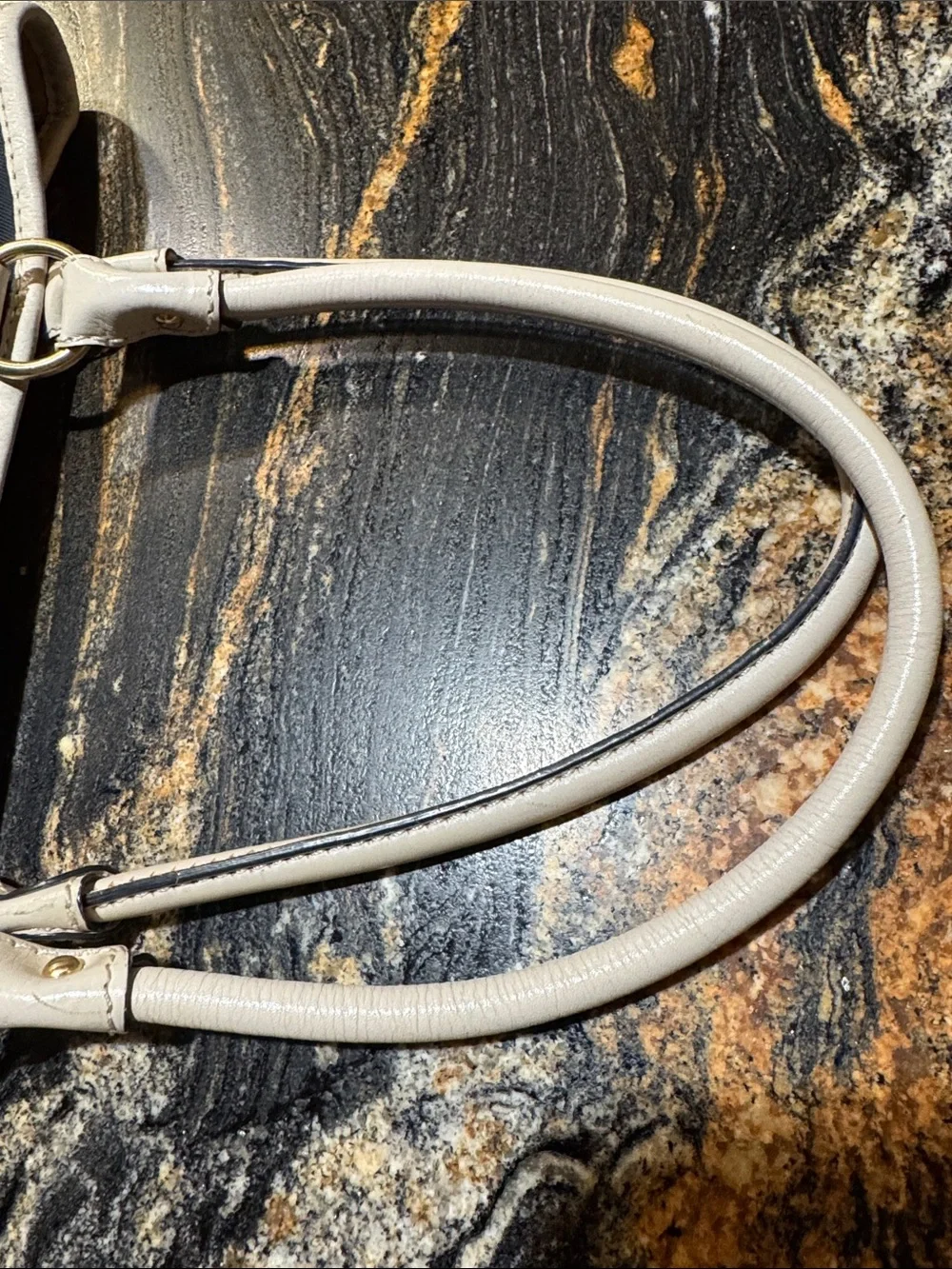 Michael Kors Navy Tote with Cream Trim and Striped Handles